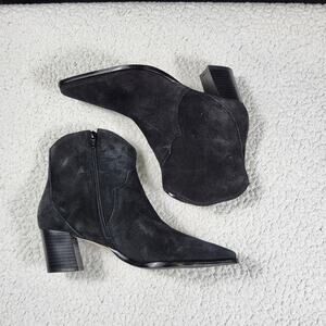 NEW Bernardo Studio women's black suede zip western cowboy ankle boot size 8